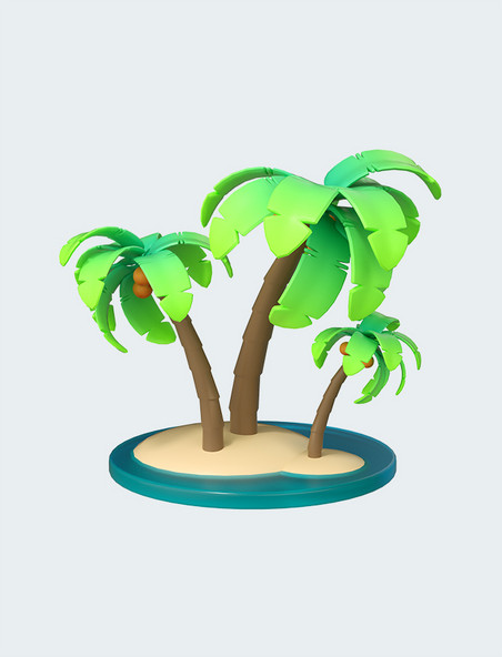 3D立体夏天夏季椰子树椰树植物树木