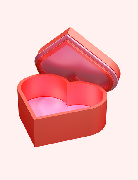 C4D立体红色爱心礼盒情人节包装