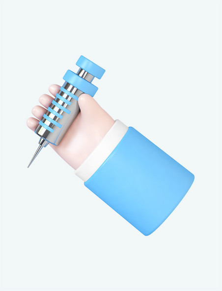 C4D立体蓝色3D医疗防疫手拿针筒