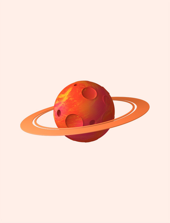 3D立体橙红色卡通航天行星星球