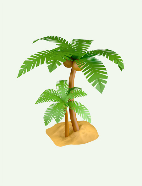 C4D立体夏天夏季椰子树椰树植物树木