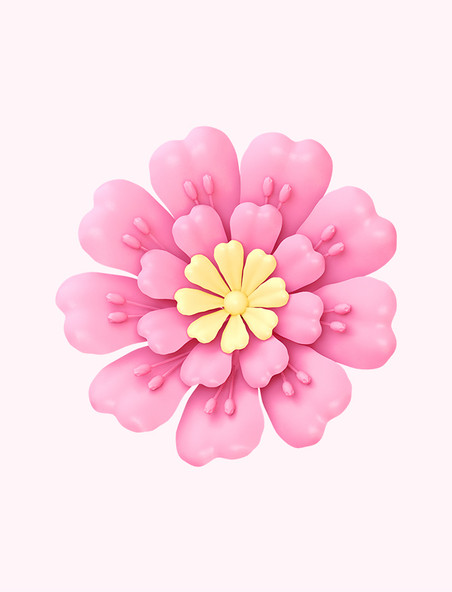 粉色C4D立体春天植物浪漫花朵