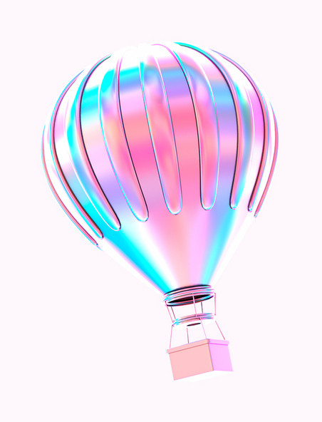 3d立体仿真彩色渐变潮流热气球
