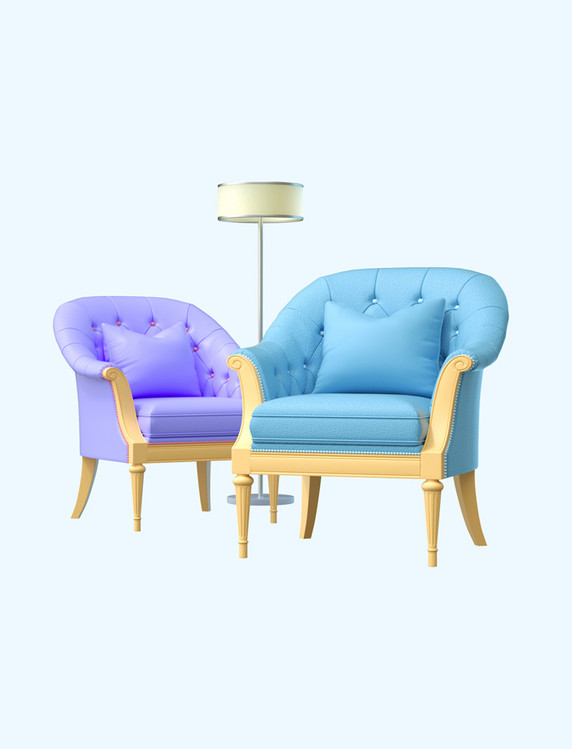 C4D立体3D家具家居单品紫色椅子