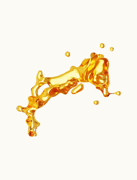 3D立体飞溅金色液体