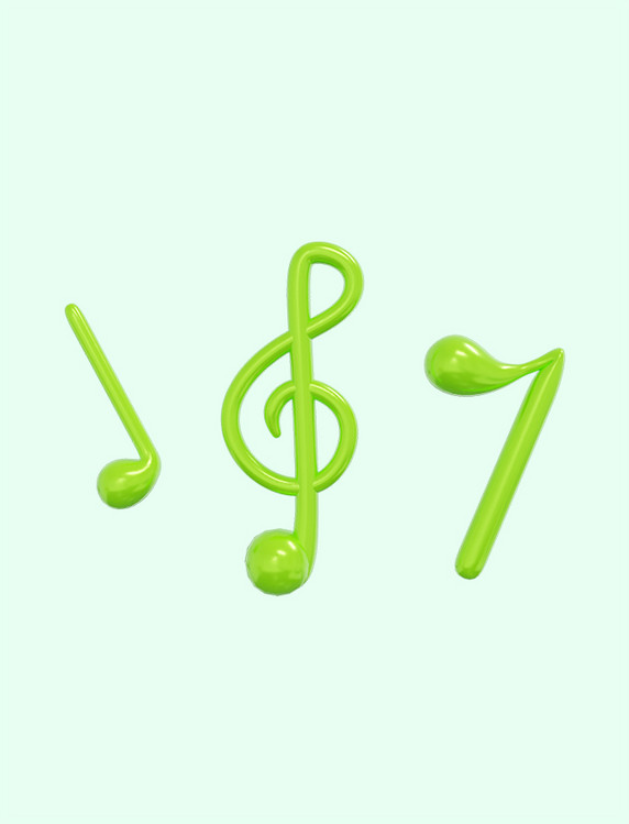C4D立体绿色音乐音符