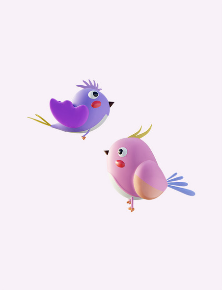 3D卡通可爱立体飞翔小鸟