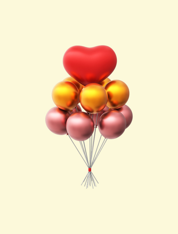 C4D立体爱心气球