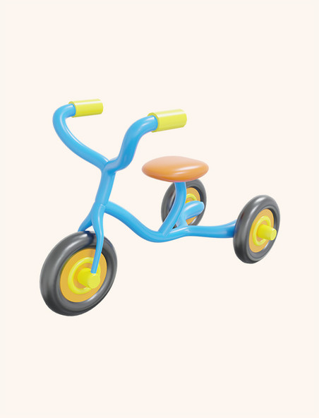 3D立体六一儿童节儿童玩具车小三轮