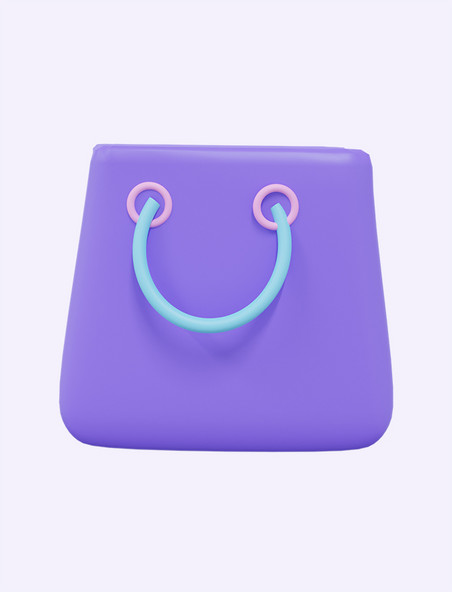 3D立体紫色电商促销购物袋