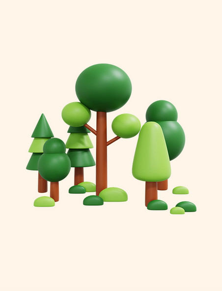 3D立体夏季树林森林