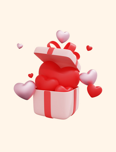 礼物盒3D立体情人节礼盒组合桃心