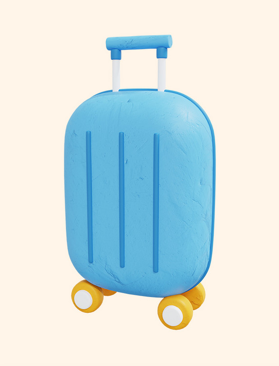 3D立体蓝色黏土旅行旅行箱