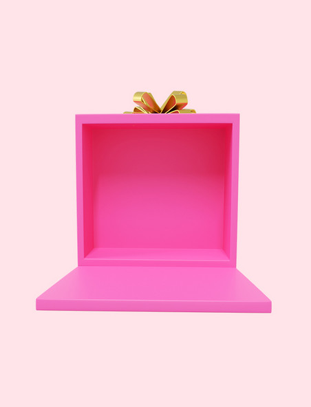 粉红色立体礼物盒蝴蝶结边框