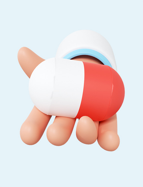 3d立体医疗手势手捧药物胶囊