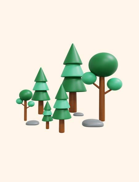 3D立体夏季树林树木森林