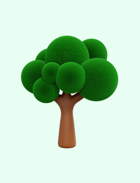 立体绿色毛茸树木