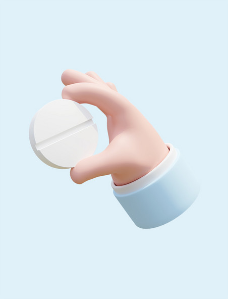 3D立体医疗手势手拿药片保健