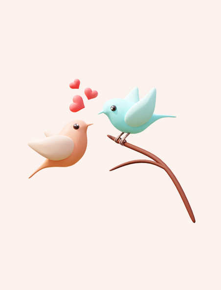 3D立体七夕情人节爱情喜鹊小鸟动物