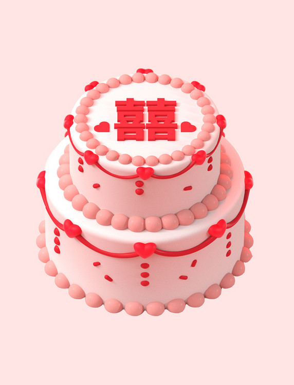 C4D立体3D浪漫婚礼蛋糕