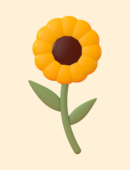 C4D立体3D向日葵花朵