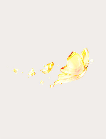 3d立体金色通透玻璃质感精美蝴蝶
