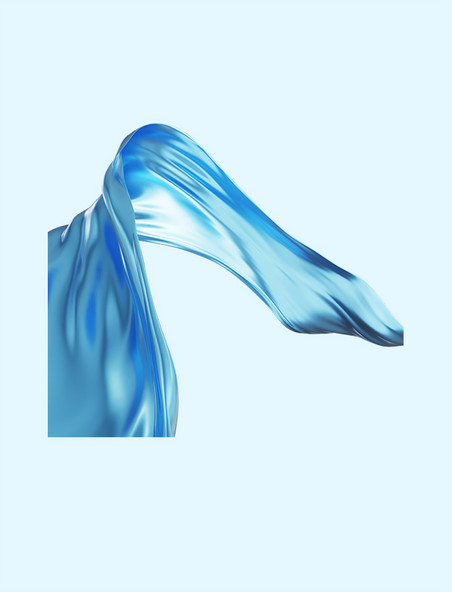 3D立体蓝色丝带丝绸质感