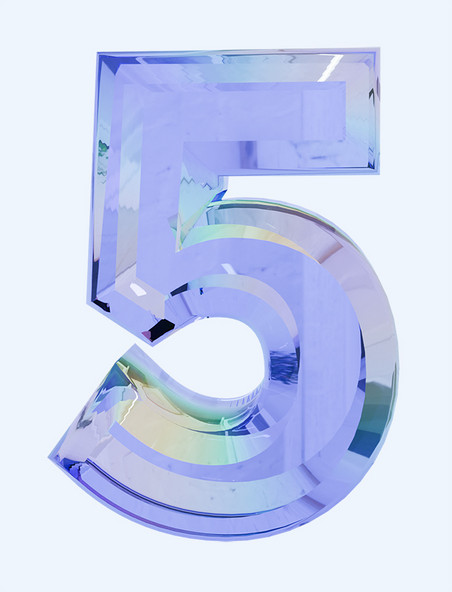 质感3D立体玻璃数字5