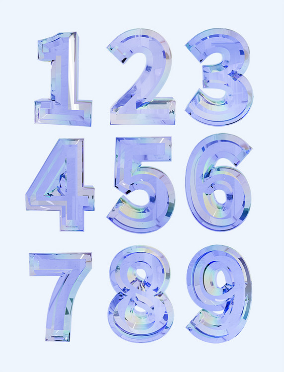 质感3D立体玻璃数字