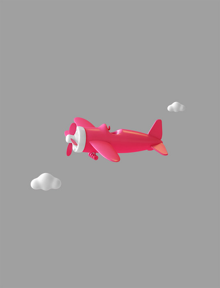 红色立体漂浮粉色飞机