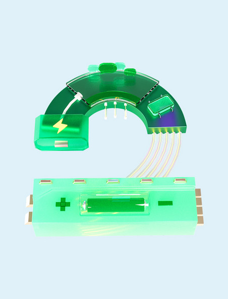 C4D 3D立体绿色幻彩玻璃风数字元素