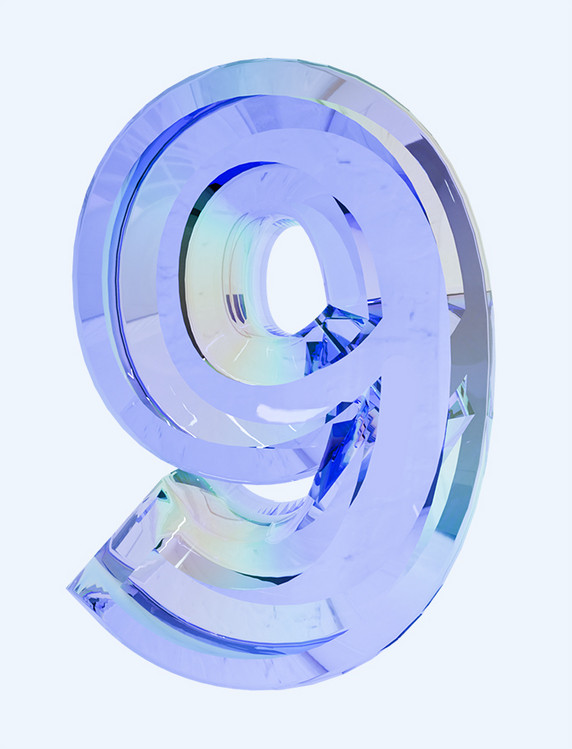质感3D立体玻璃数字9