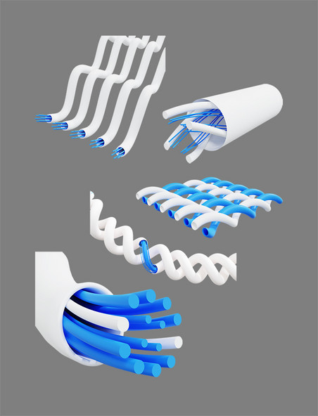 立体纤维3DC4D解构剖面图
