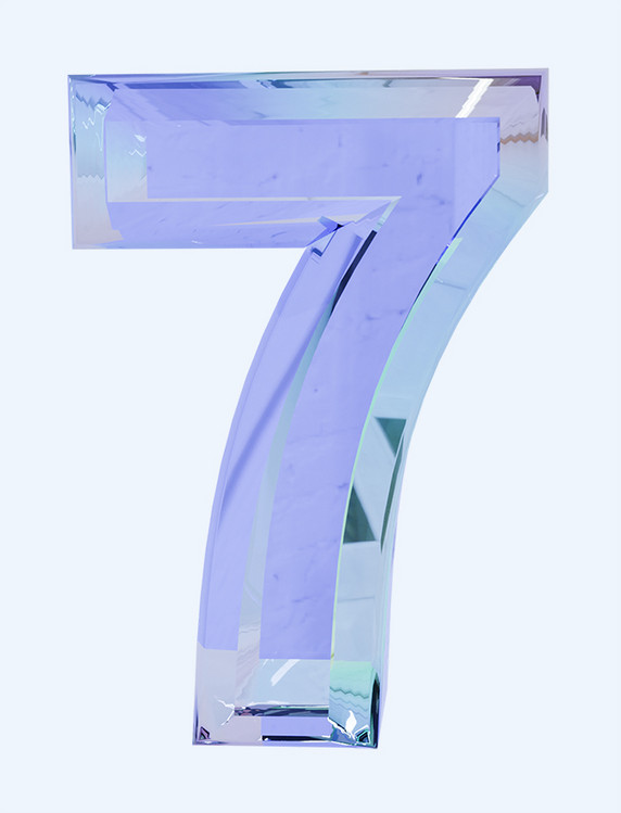 质感3D立体玻璃数字7