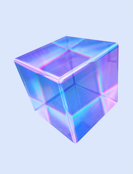炫彩3D玻璃几何炫彩立方体
