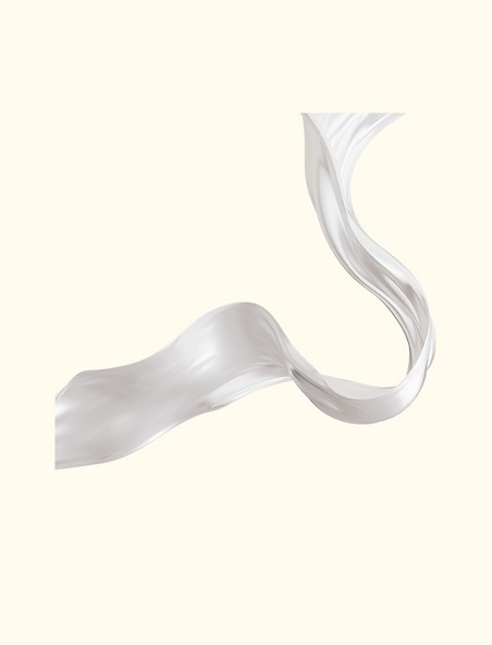 3D立体白色丝带丝绸质感