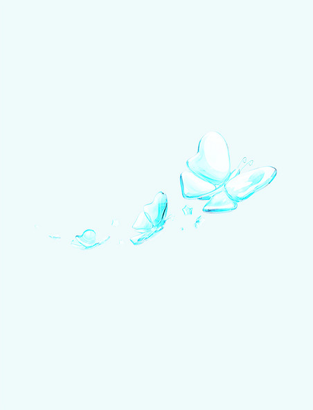 3d立体精美冰蓝通透玻璃质感蝴蝶