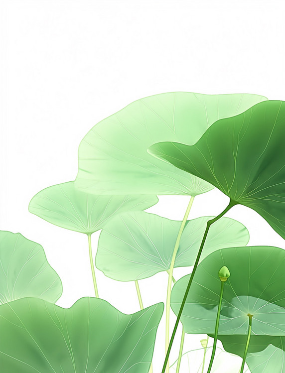 荷叶绿色荷叶简约纯色古典风格背景图