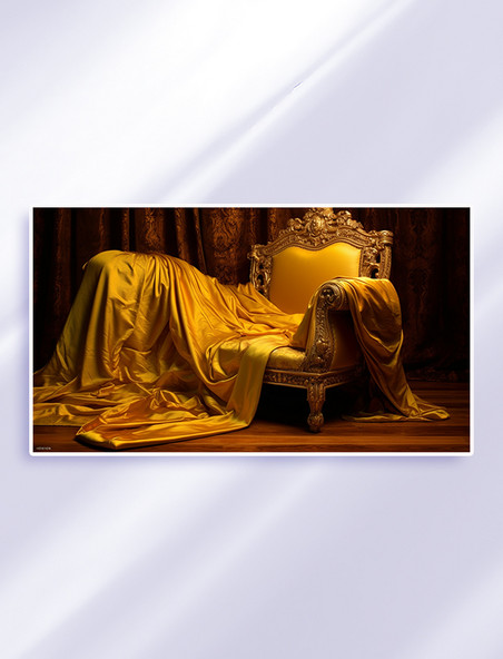 放在椅子上的金色的丝绸欧式贵族