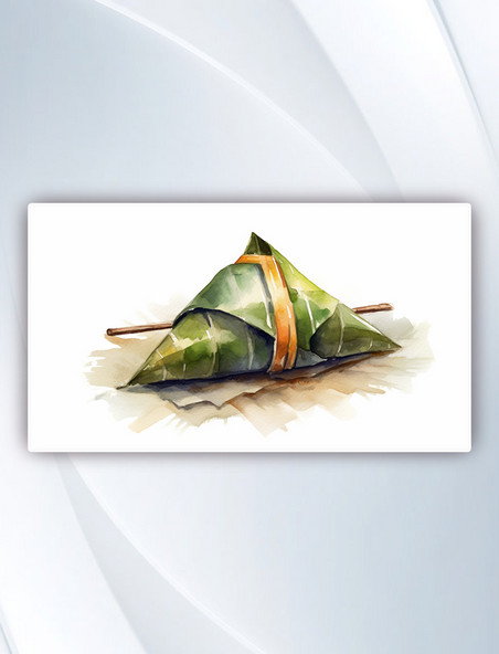 一种用竹叶或芦苇叶包裹的糯米制成的三角粽元插画