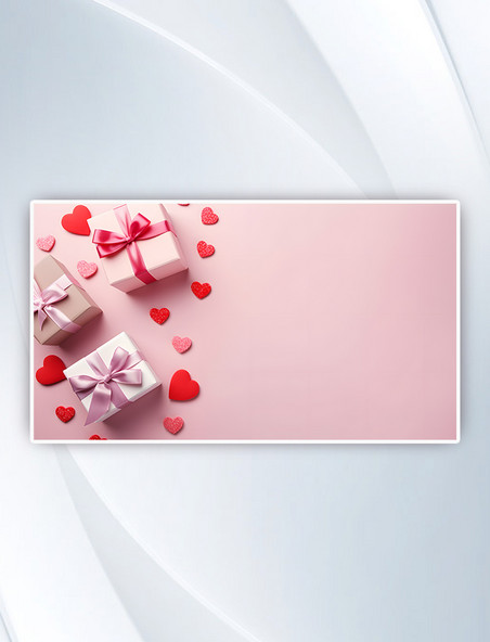 情人节爱心礼物盒粉红色装饰背景
