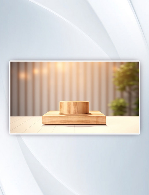 圆形简约电商促销木质展台背景