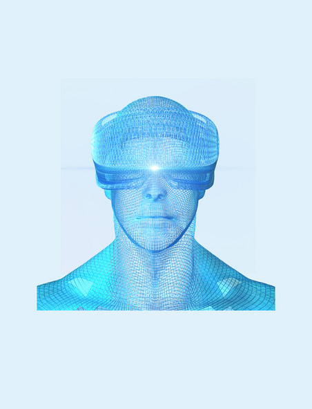 C4D3D立体科技未来低聚VR虚拟现实透视人物