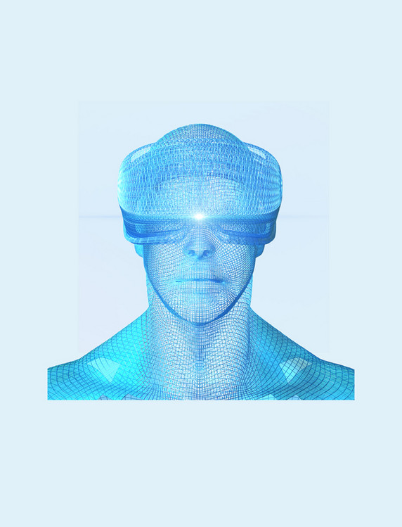C4D3D立体科技未来低聚VR虚拟现实透视人物