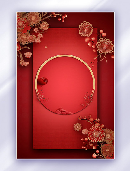 古典中国风红色喜庆边框背景