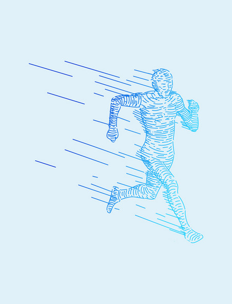 蓝色科技感人物奔跑运动