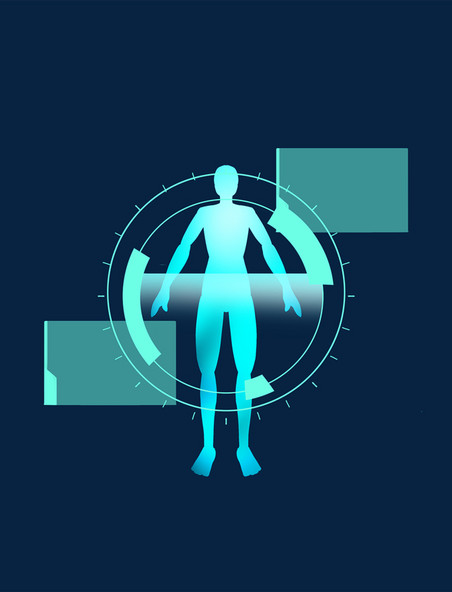 游戏科技人物高科技扫描检测医疗人体赛博朋克元素
