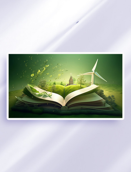 超时代风车插画绿色环保清洁能源