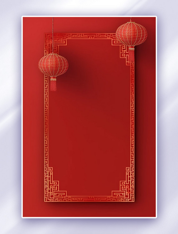 古典红色灯笼中国风立体边框