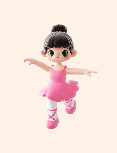 3d立体C4D少儿艺术培训芭蕾跳舞小女孩